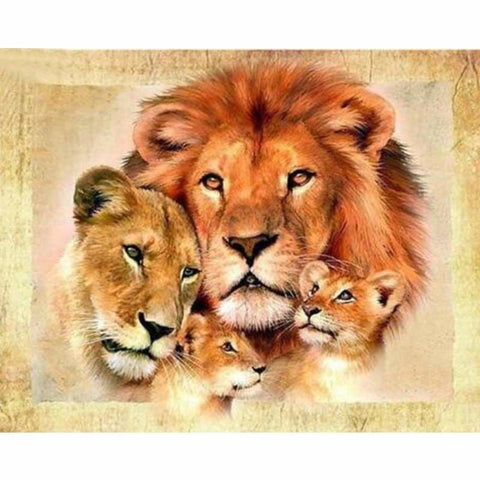 Full Drill - 5D DIY Diamond Painting Lion Family Embroidery 