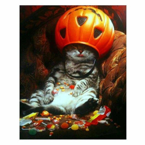 Halloween Pumpkin Cat Full Drill - 5D Diy Diamond Painting 