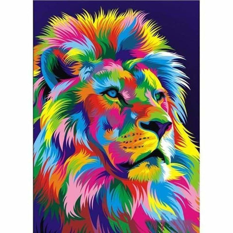 Modern Art Colorful Lion Full Drill - 5D DIY Diamond 