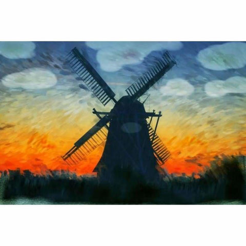Oil Painting Style Windmill Landscape Full Drill - 5D Diy 