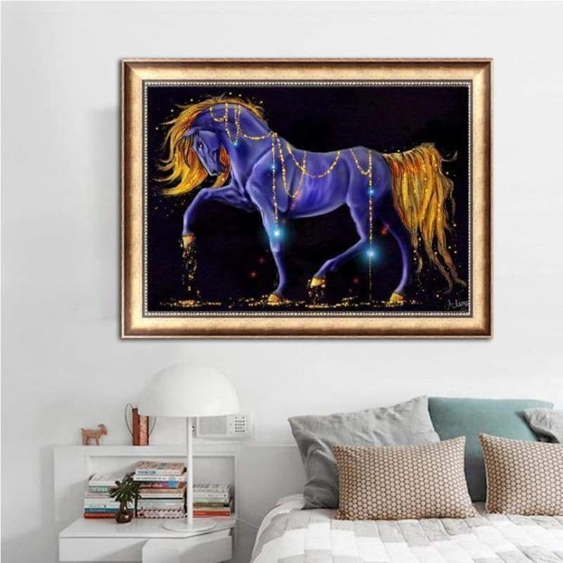 Full Drill - 5D Diamond Painting Kits Fantasy Blue and Gold Walking Ho