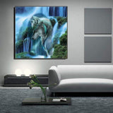 2019 Dream Lonely Wolf Waterfall  Diy 5d Diamond Embroidery Wall Decor VM1038 - NEEDLEWORK KITS