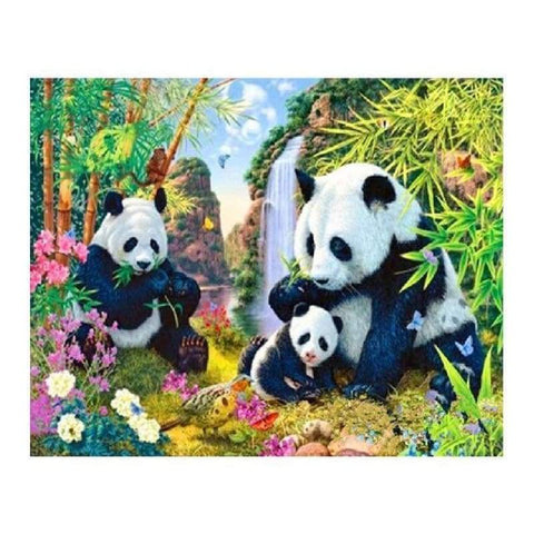 Hot Sale Cute Family Panda Picture Full Drill - 5D Diy Diamond Painting Kits VM7851 - NEEDLEWORK KITS