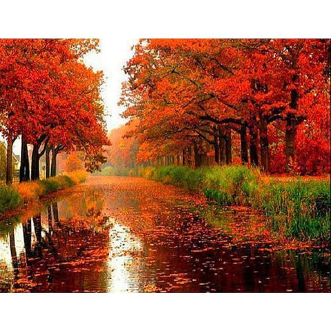 Landscape Autumn Forest Picture Diy Full Drill - 5D Crystal Diamond Painting Kits VM39028 - NEEDLEWORK KITS