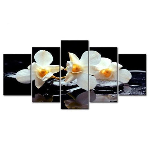 Large Size Multi Panel Home Decor White Flower Full Drill - 5D Diy Embroidery Painting Kits VM7925 - NEEDLEWORK KITS