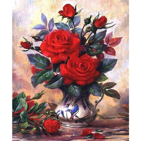 2019 New Hot Sale Beautiful Red Flower Diy 5d Diamond VM1992 - NEEDLEWORK KITS