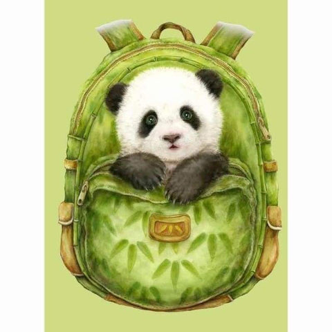 New Hot Sale Cartoon Cute Panda In Bag Full Drill - 5D Diy Diamond Painting Kits VM9010 - NEEDLEWORK KITS