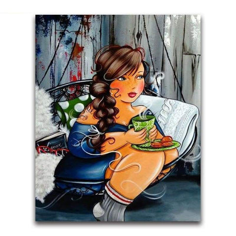 New Hot Sale Cartoon Woman Portrait Full Drill - 5D Diy Diamond Painting Kits VM7755 - NEEDLEWORK KITS