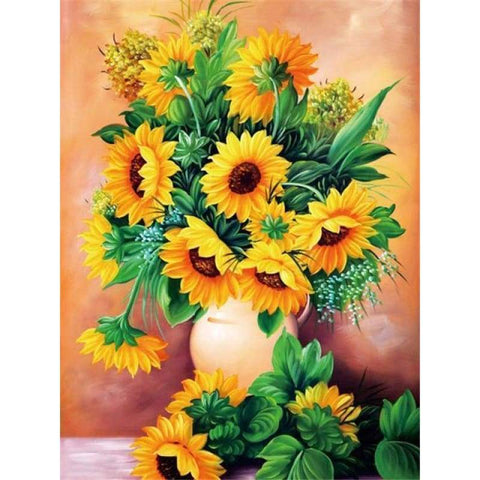 Oil Painting Style Sunflowers Full Drill - 5D Diy Full Square Rhinestones Painting Kits VM90134 - NEEDLEWORK KITS