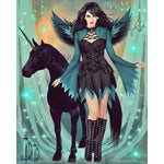 Black Angel with Black Unicorn  Full Drill Diamond Painting - - NEEDLEWORK KITS