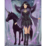 Black Angel with Black Unicorn  Full Drill Diamond Painting - - NEEDLEWORK KITS