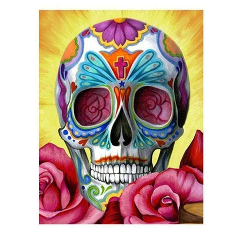 Full Drill - 5D DIY Diamond Painting Kits Colorful Flower Skull - NEEDLEWORK KITS