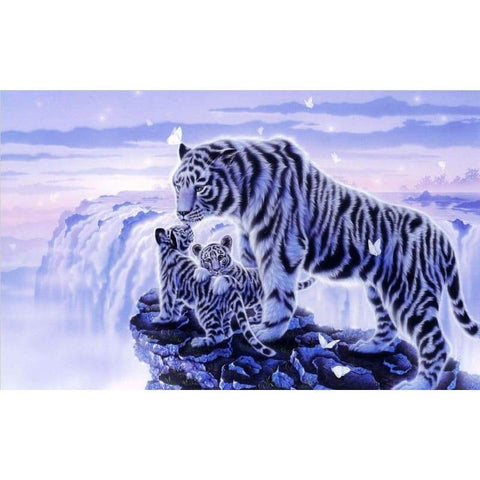 Black And White Tigers - Full Drill Diamond Painting - 