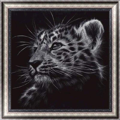 Full Drill - 5D DIY Diamond Painting Kits Black White Cute Leopard - NEEDLEWORK KITS