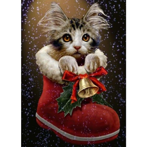 Christmas Boot Kitten - Full Drill Diamond Painting - NEEDLEWORK KITS