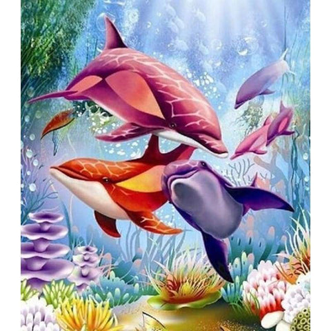 Colourful Dolphins- Full Drill Diamond Painting - NEEDLEWORK KITS