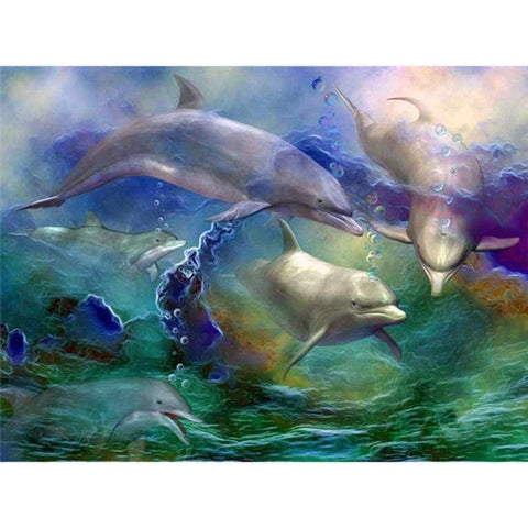 Full Drill - 5D DIY Diamond Painting Kits Fantasy Dream Cartoon Dolphins - NEEDLEWORK KITS