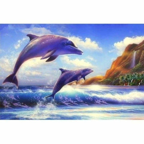 Full Drill - 5D DIY Diamond Painting Kits Fantasy Dream Animal Dolphins - NEEDLEWORK KITS