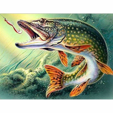Full Drill - 5D DIY Diamond Painting Green Fish Embroidery 