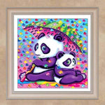 Full Drill - 5D DIY Diamond Painting Kits Cartoon Lovely Colorful Rain Panda Family - NEEDLEWORK KITS