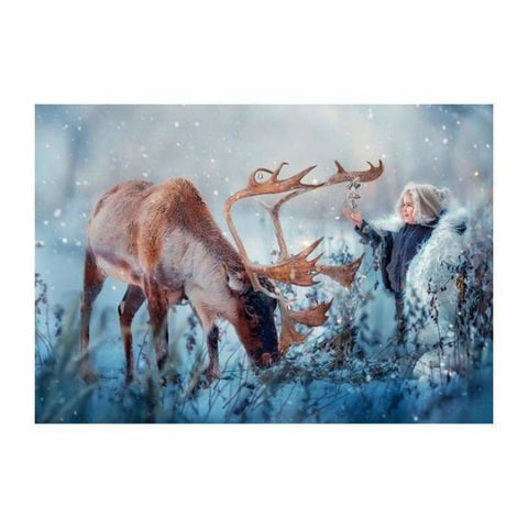 Full Drill - 5D DIY Diamond Painting Kits Winter Snow Deer 