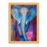 Full Drill - 5D DIY Diamond Painting Kits Cartoon Watercolor Blue Elephant Lotus - NEEDLEWORK KITS