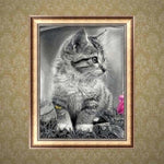 Hot Sale Black White Cat d Diy Diamond Painting Kits Cross 