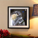 Hot Sale Grey Cat Flower Diy Full Drill - 5D Cross Stitch 