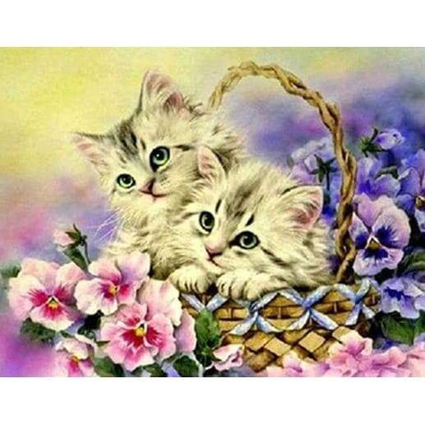 Kittens In A Basket- Full Drill Diamond Painting - Special 