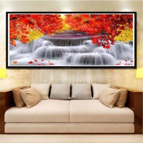Landscape Waterfalls Large Sizes Wall Decoration Full Drill 