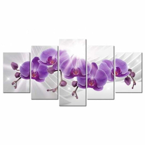 Large Size Multi Picture Panel Lavender Flower Full Drill - 