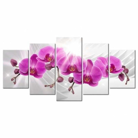 Large Size Multi Picture Panel Violet Flower Full Drill - 5D