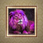 Full Drill - 5D DIY Diamond Painting Kits Special Purple Lion - NEEDLEWORK KITS
