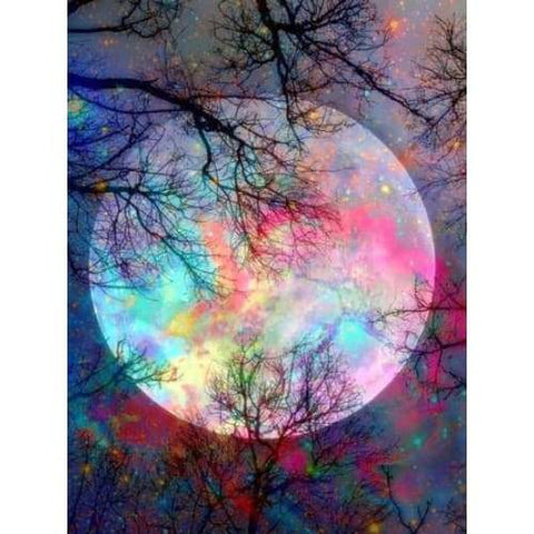 Moon Of Colours- Full Drill Diamond Painting Abstract - 
