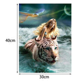 Full Drill - 5D DIY Diamond Painting Kits Beauty And Animal Tiger Swimming in the Sea - NEEDLEWORK KITS