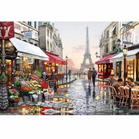 Oil Painting Style Eiffel Tower Street Full Drill - 5D Diy 