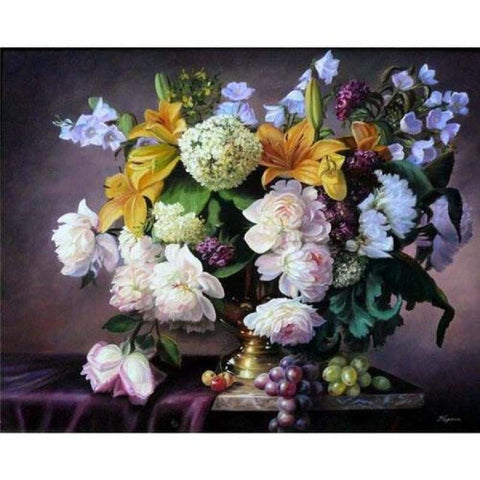 Oil Painting Style Flowers Full Drill - 5D Diy Square 