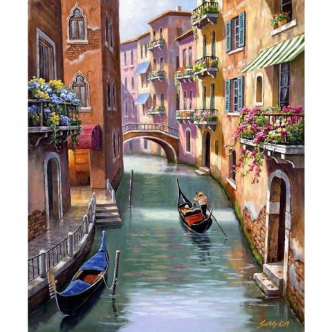 Oil Painting Style Landscape Street Full Drill - 5D Diy 