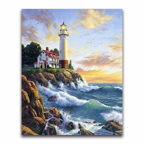 Oil Painting Style Lighthouse Pattern Diy Full Drill - 5D 