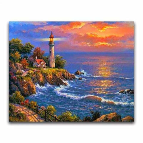 Oil Painting Style Lighthouse Pattern Diy Full Drill - 5D 
