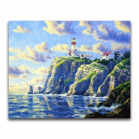 Oil Painting Style Lighthouse Pattern Full Drill - 5D Diy 
