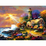 Oil Painting Style Mosaic Cross Stitch Lighthouse Full Drill