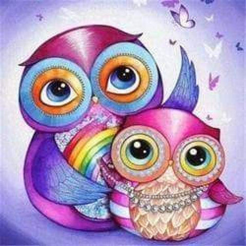 Special Order - 2 Colourful Owls - Full Drill Diamond Painting - NEEDLEWORK KITS